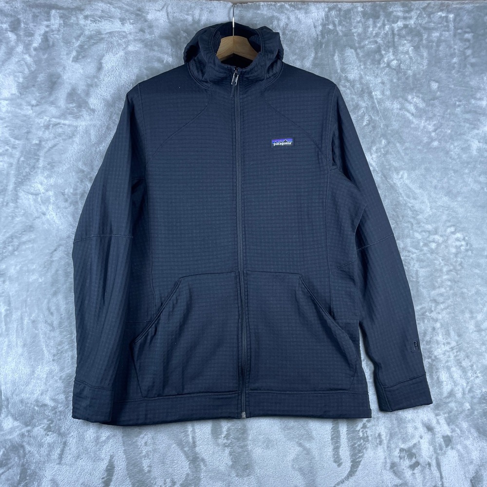 Patagonia R1 Full Zip Hoodie Womens XL Black Grid Fleece STY40095